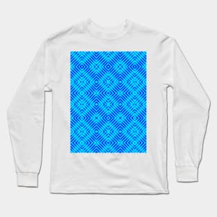 Bright Blue Lines and Diamonds Long Sleeve T-Shirt